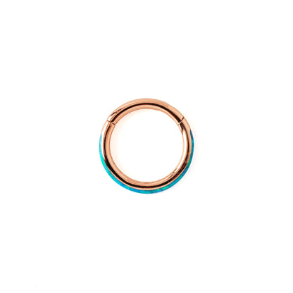 Rose Gold Clicker Ring with Blue Opal