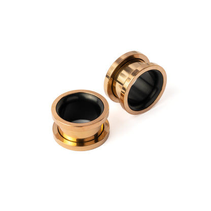 Rose Gold and Black Tunnels side and front view