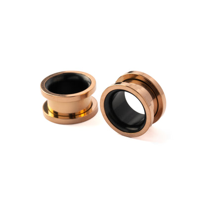 Rose Gold and Black Tunnels side and front view