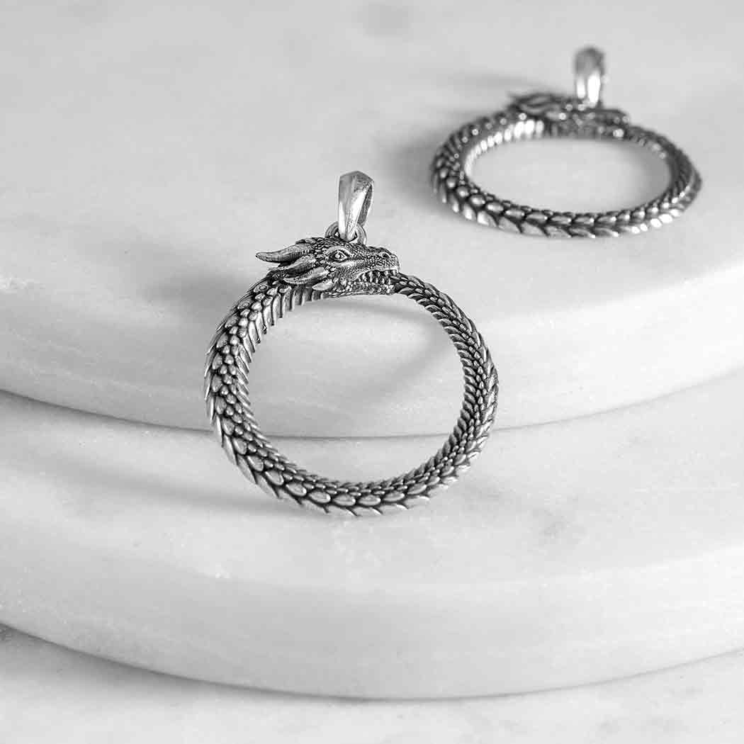 Dragon Ouroboros Silver Pendant
