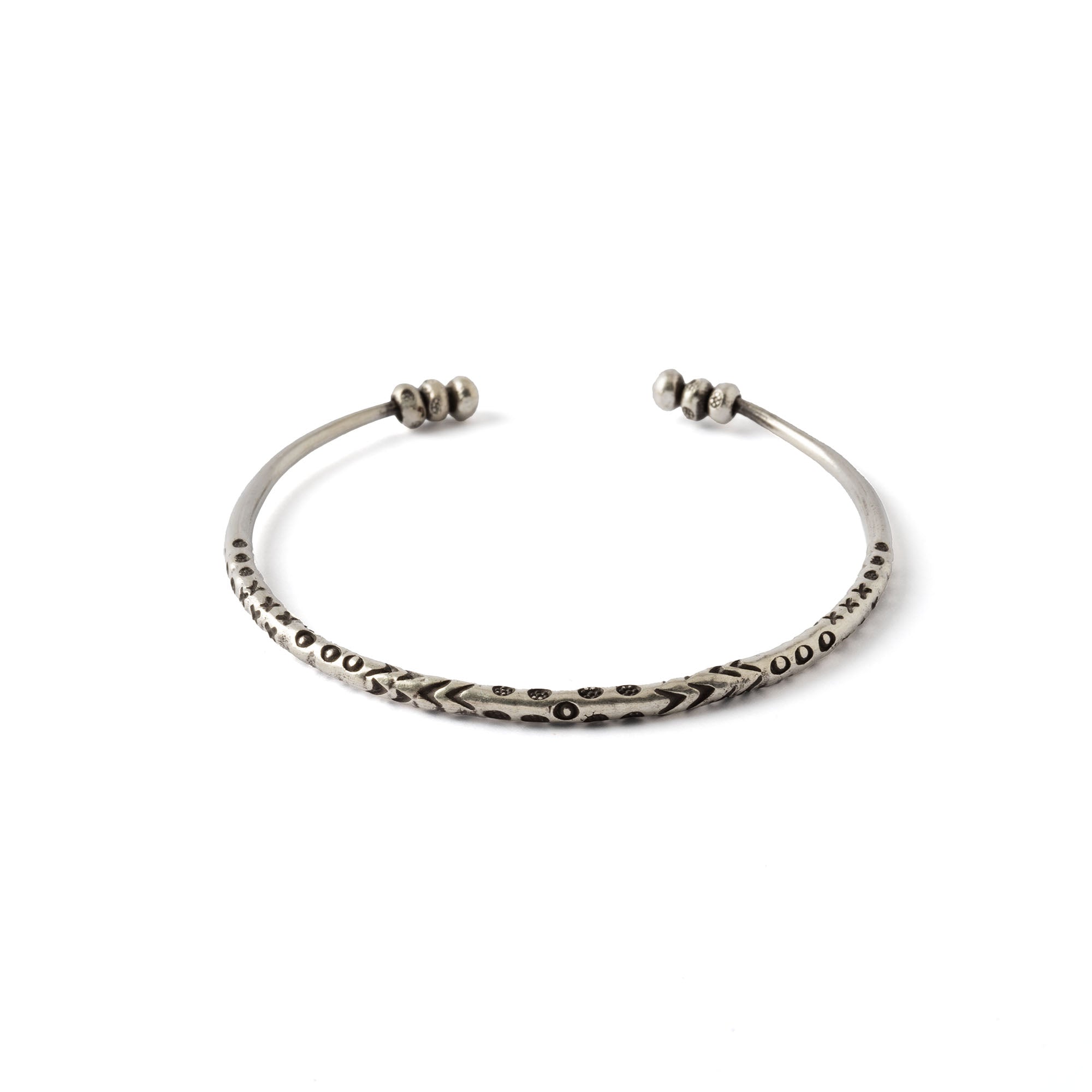 Sangtam Tribal Silver Cuff frontal view