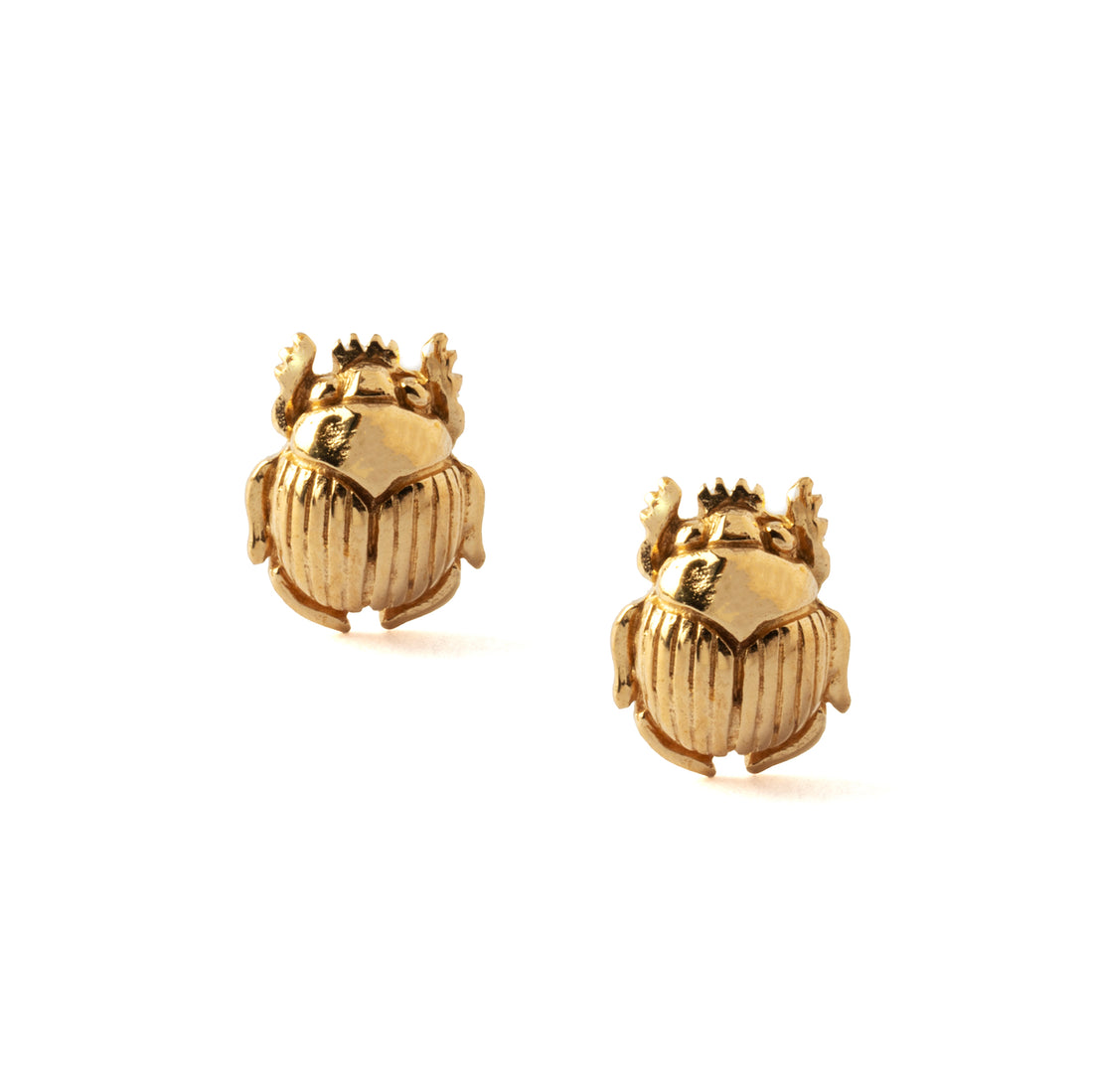 Bronze Scarab Stud Earrings front view