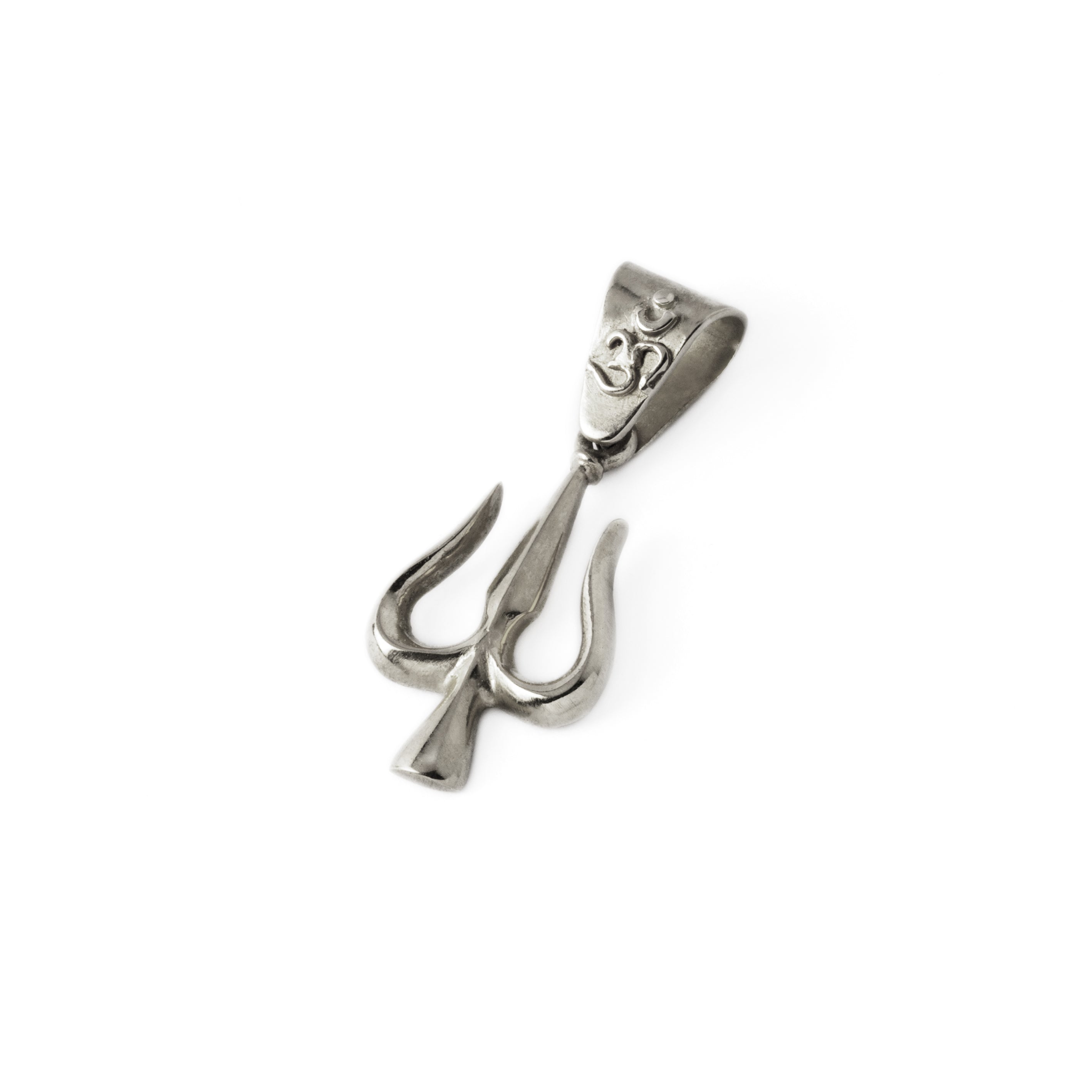 Shiva's Trishula Silver Pendant left side view