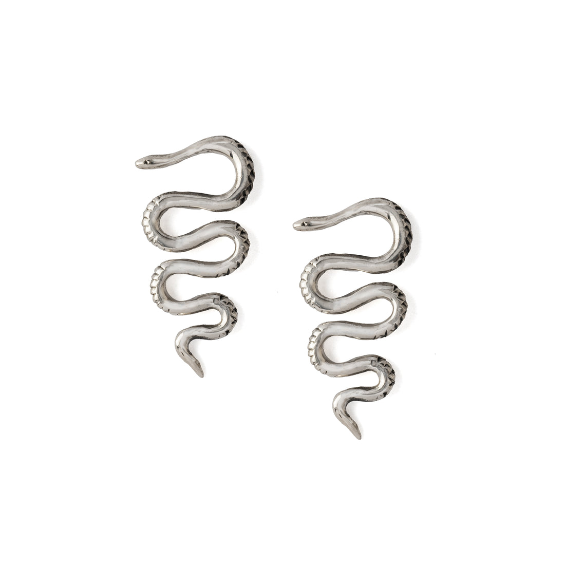Snake Silver Ear Hangers side view