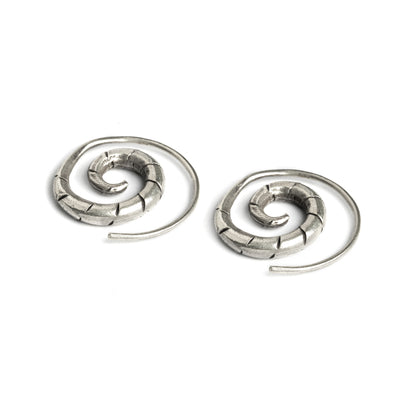 Silver Spiral Swirl Earrings left side view