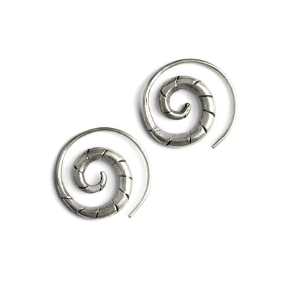 Silver Spiral Swirl Earrings frontal view