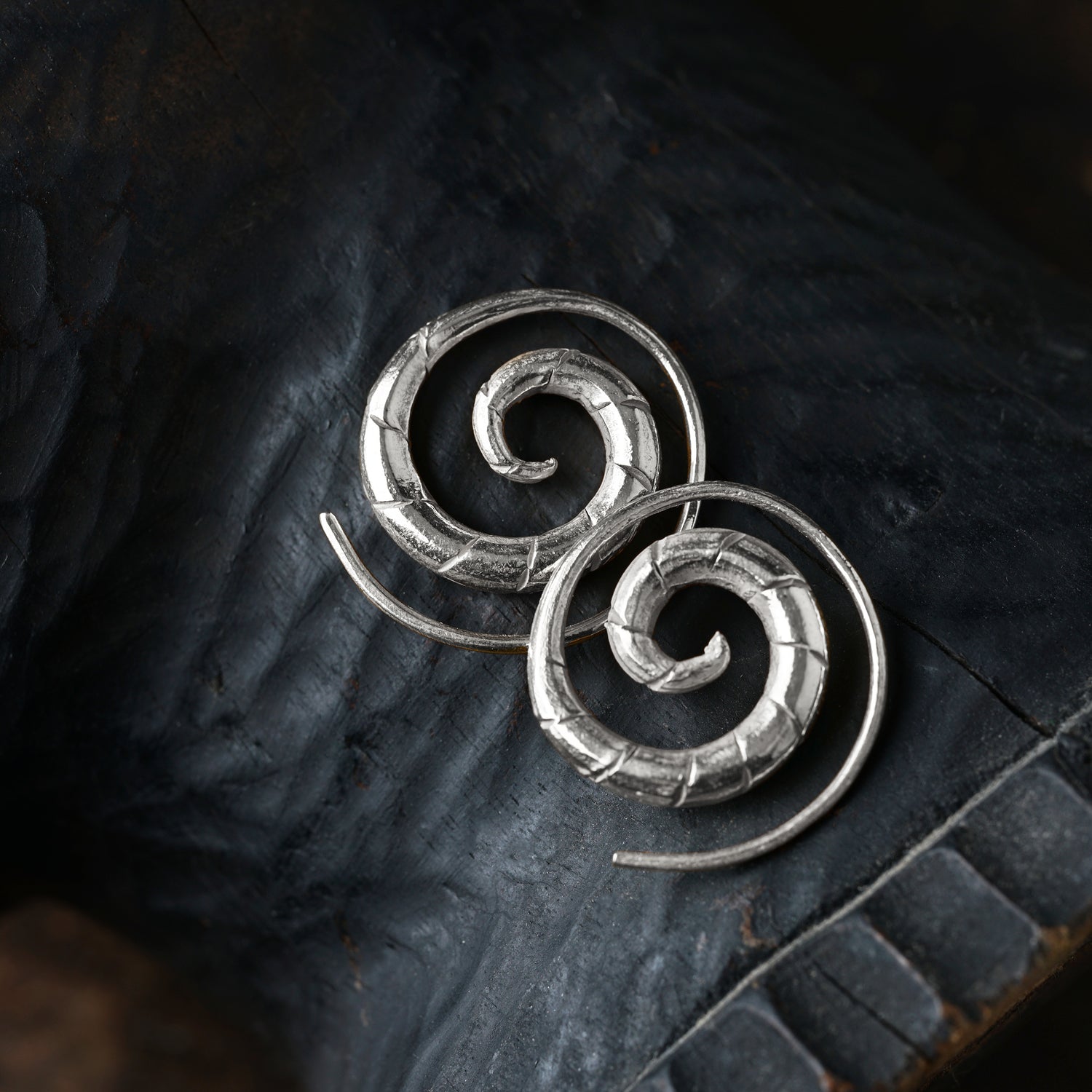 Silver Spiral Swirl Earrings