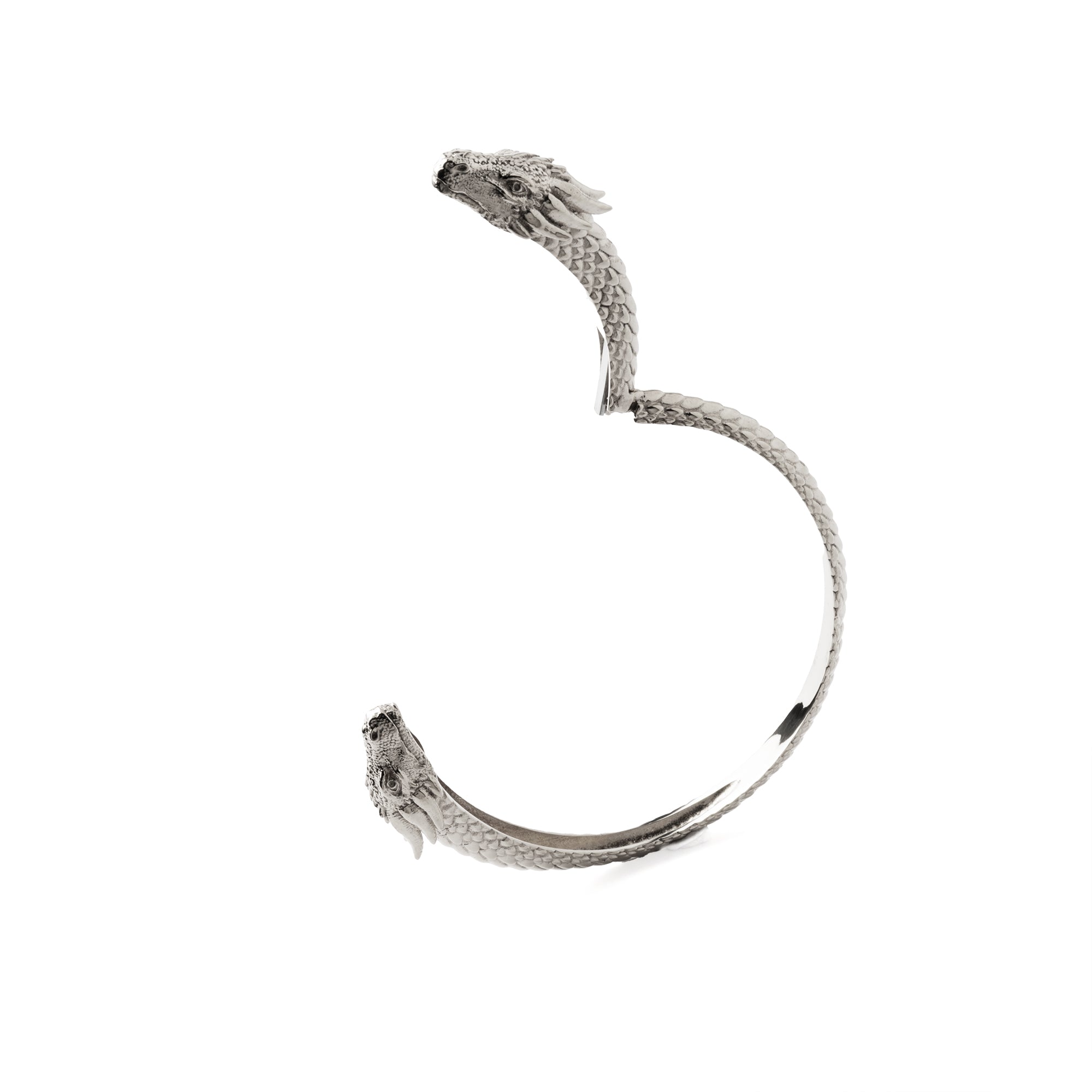 Silver Dragon Cuff Bracelet open mode view