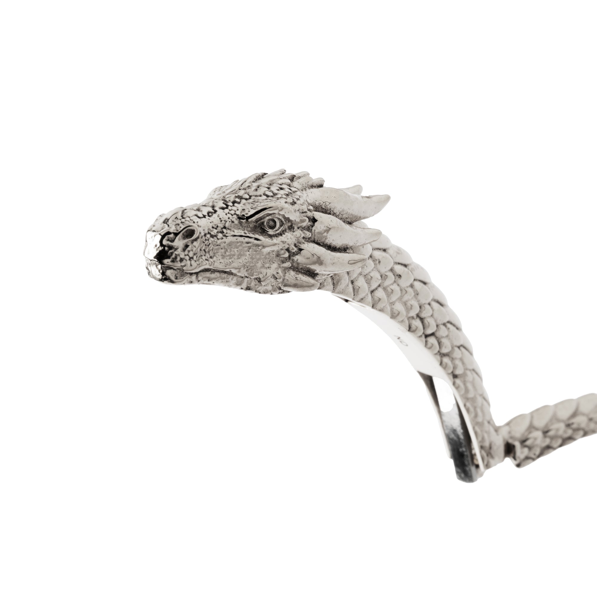 Silver Dragon Cuff Bracelet close up view
