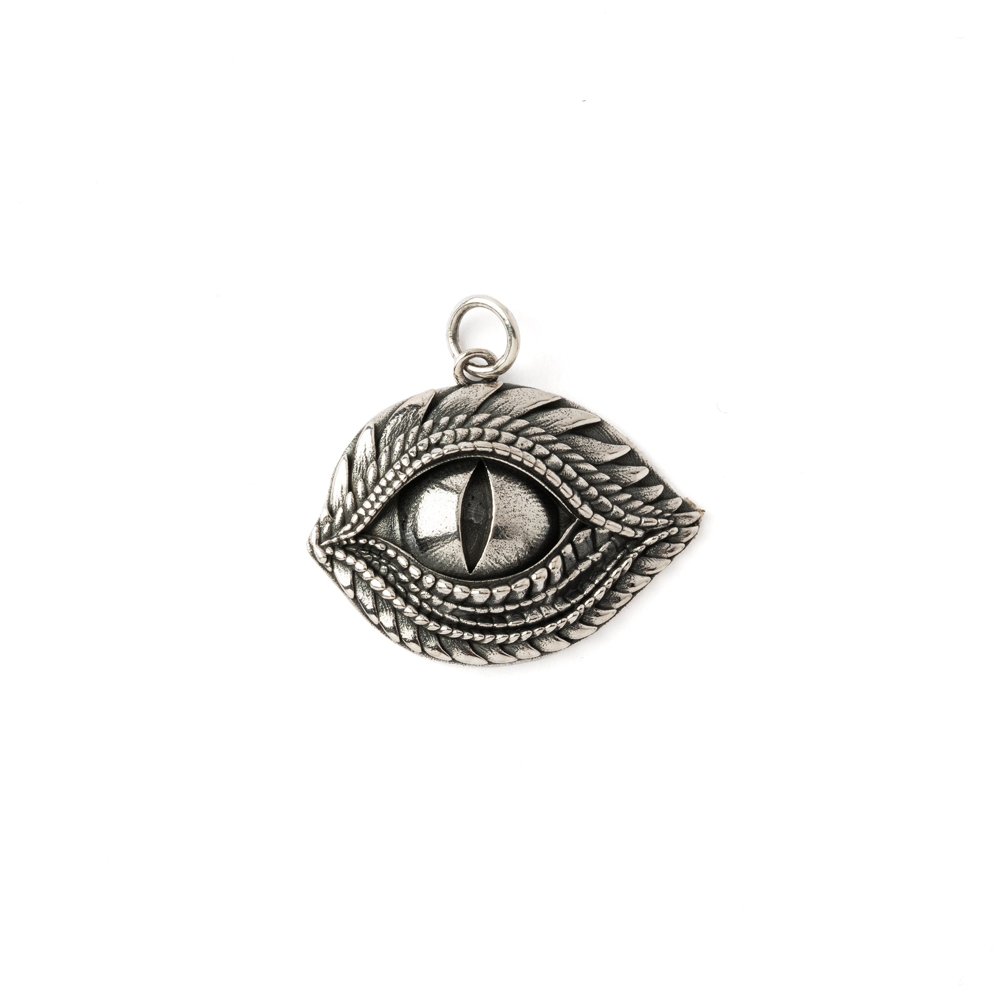 Silver Dragon Eye Charm Necklace