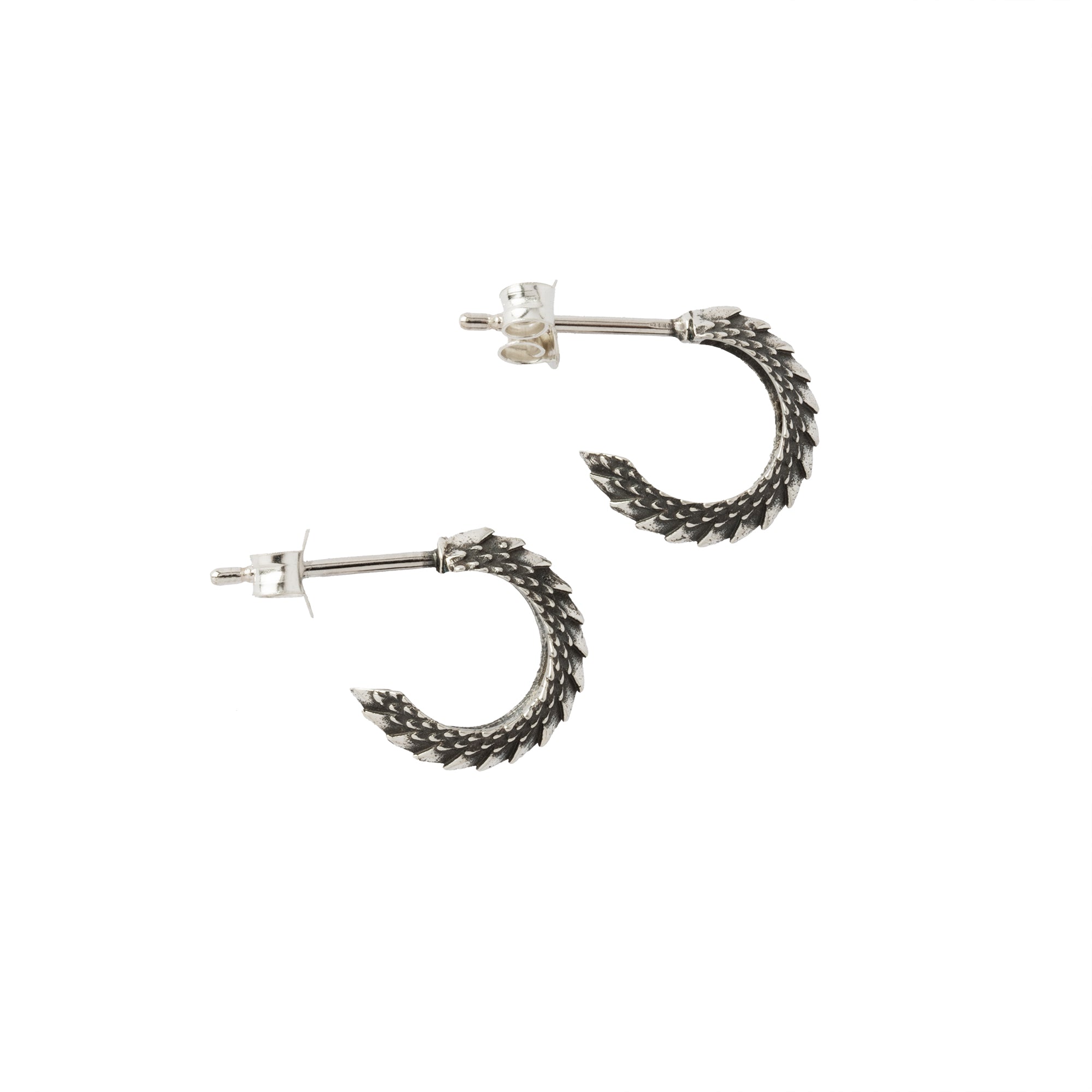 Sterling Silver Dragon Scale Open Hoop side view 