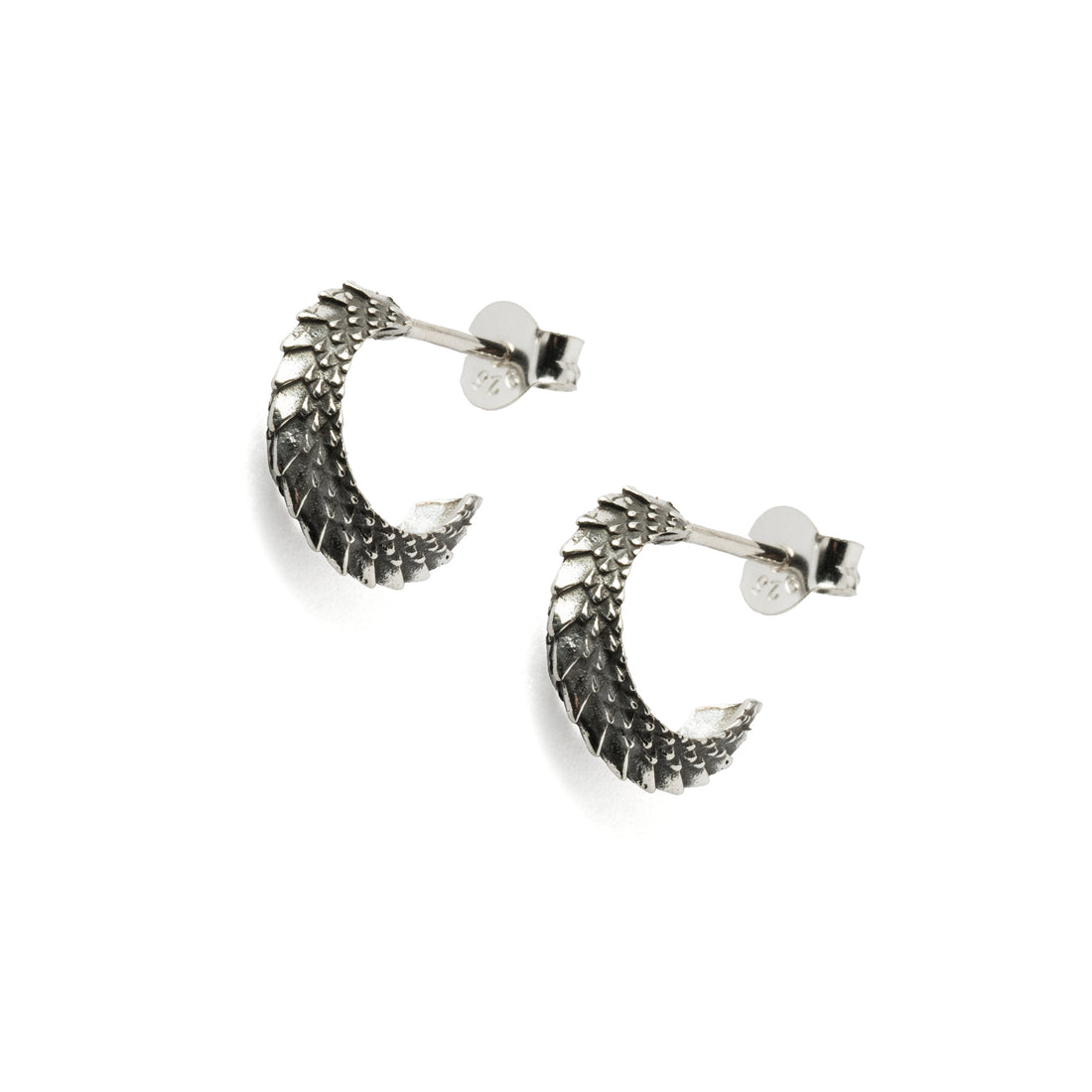Sterling Silver Dragon Scale Open Hoop right side view