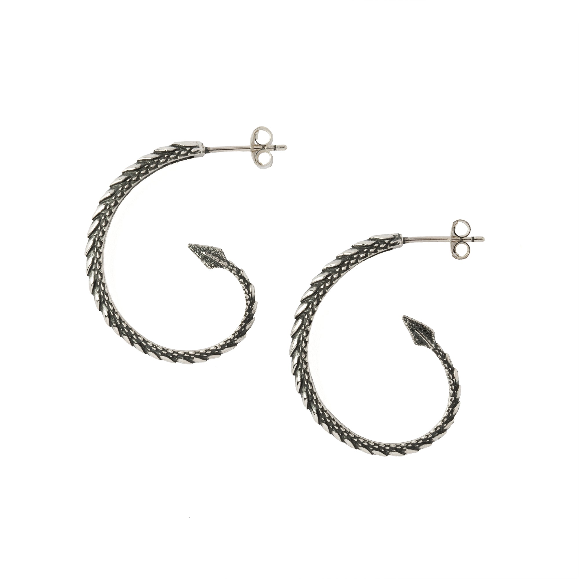 Silver Dragon Tail Open Hoops