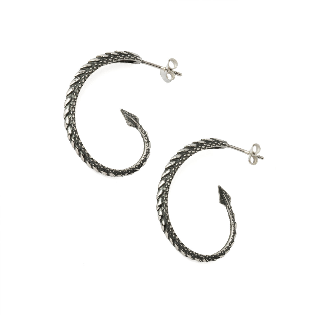 Silver Dragon Tail Open Hoops