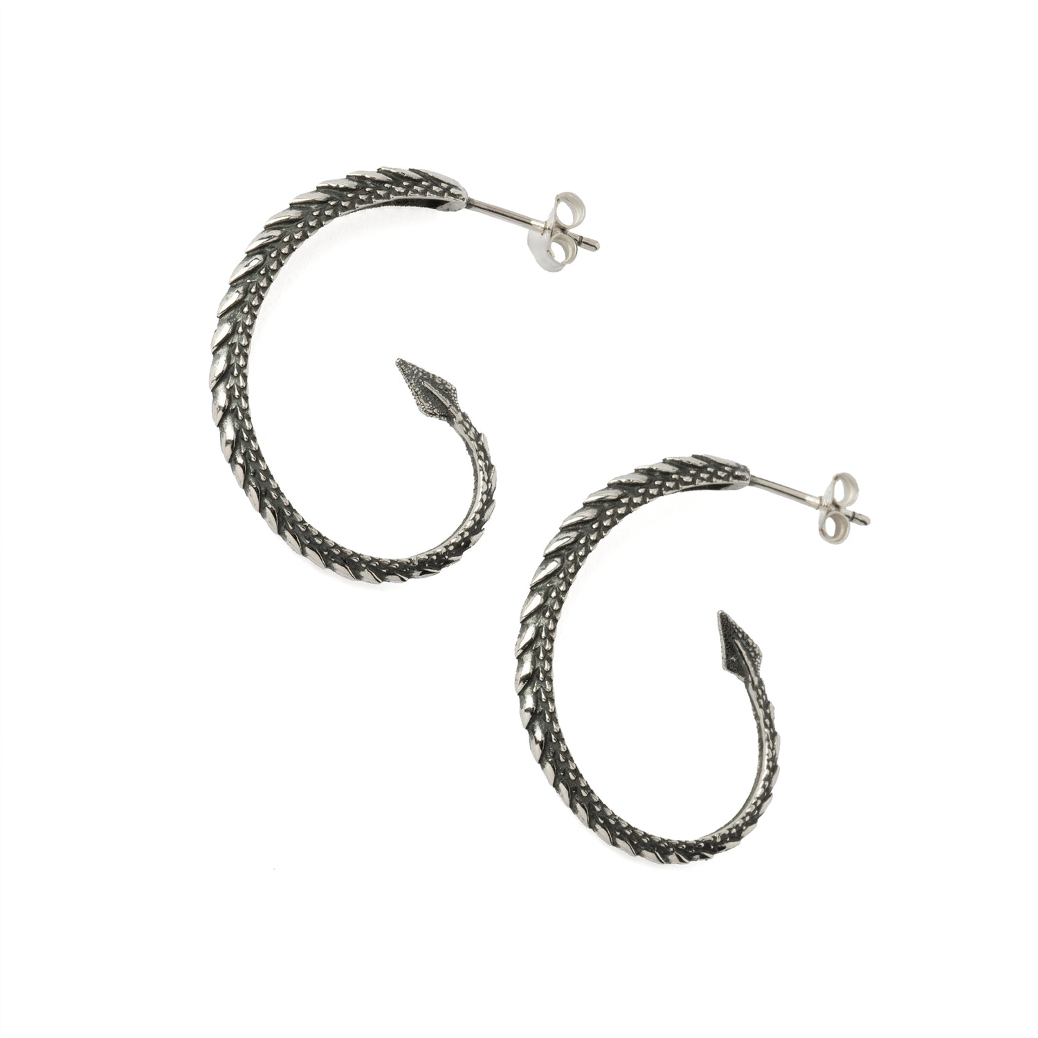 Silver Dragon Tail Open Hoops