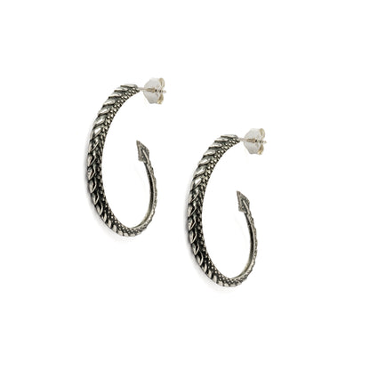 Silver Dragon Tail Open Hoops