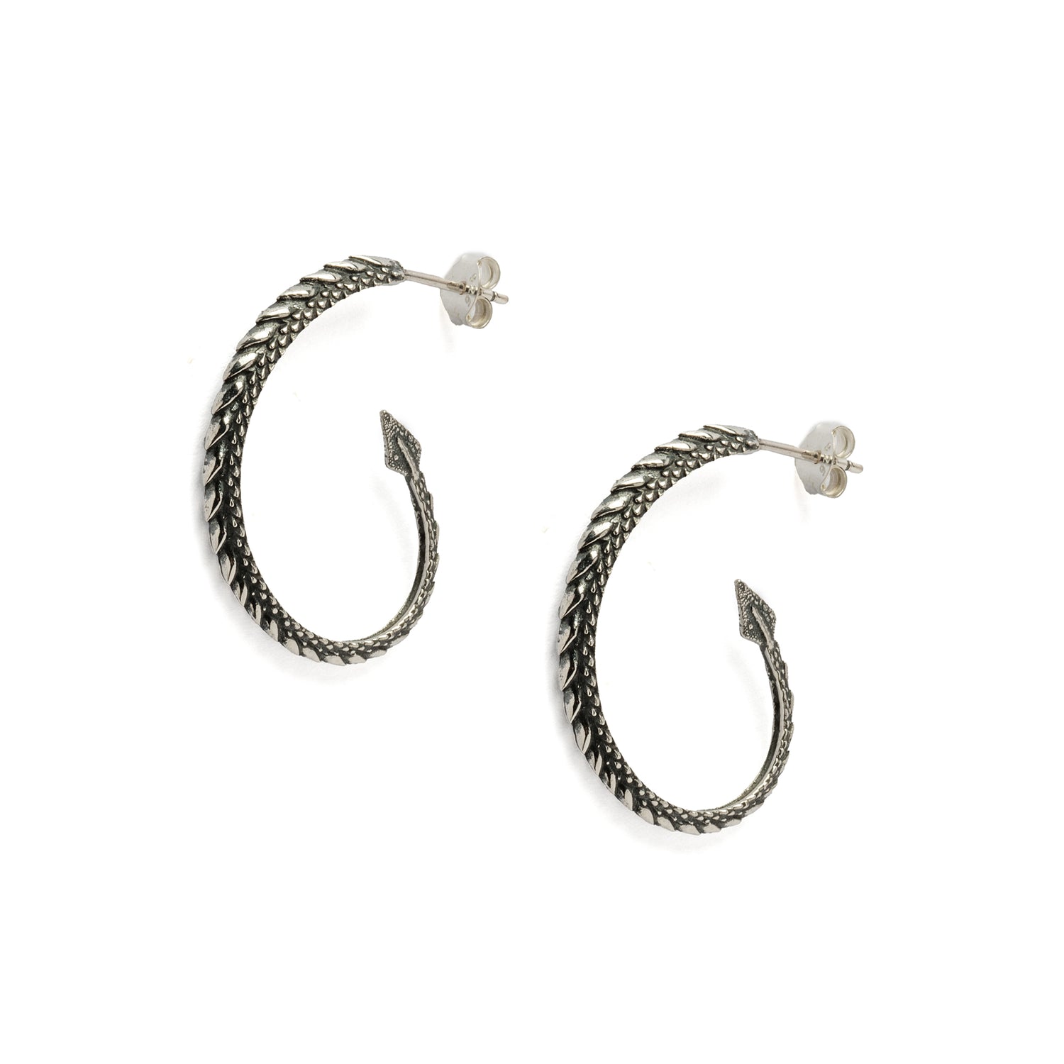 Silver Dragon Tail Open Hoops