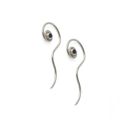 Silver &amp; Lapis Wailuku Earrings right side view