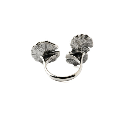 Silver Lily Pads adjustable Ring back view
