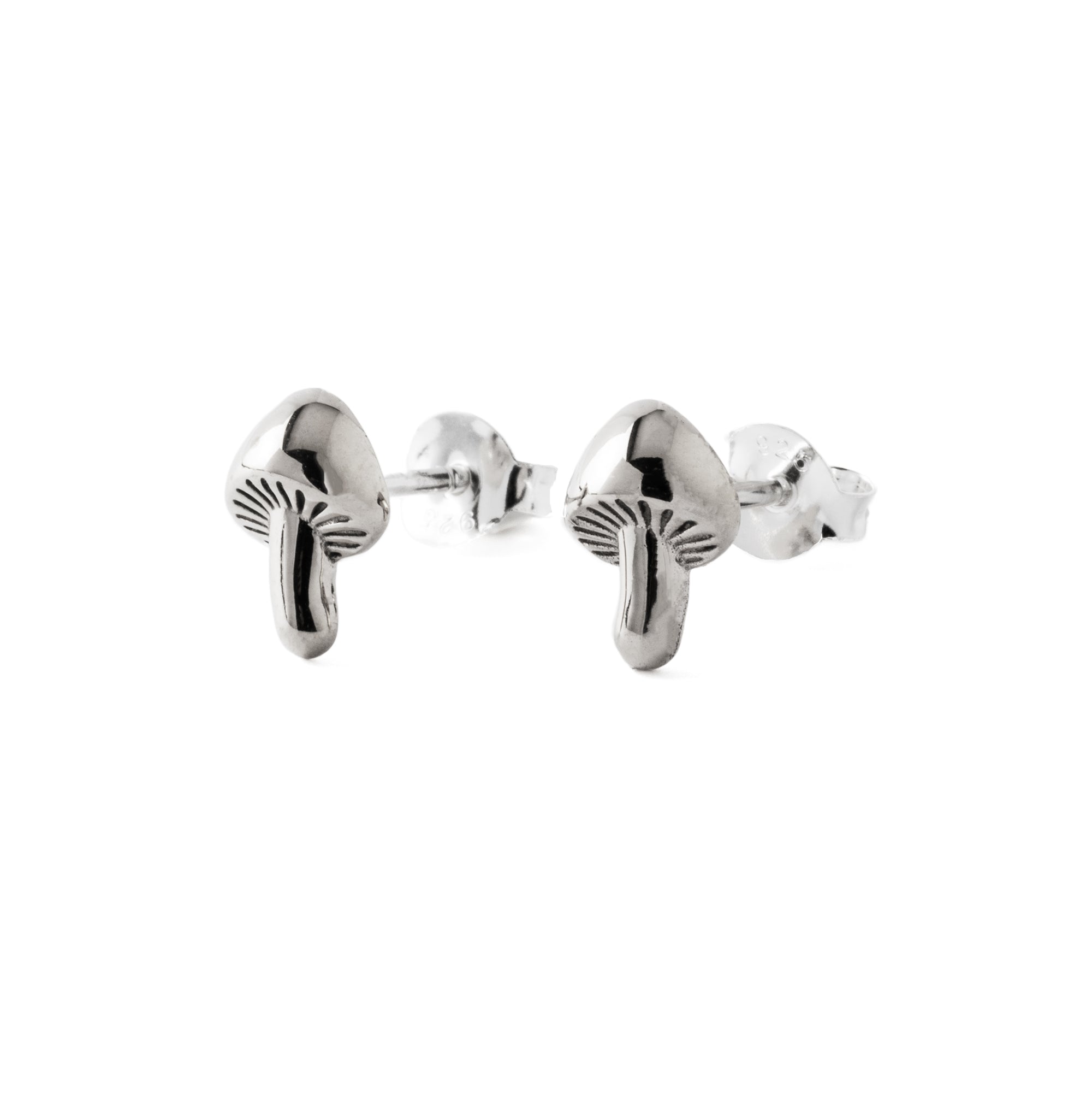 Silver Mushroom Charm Studs