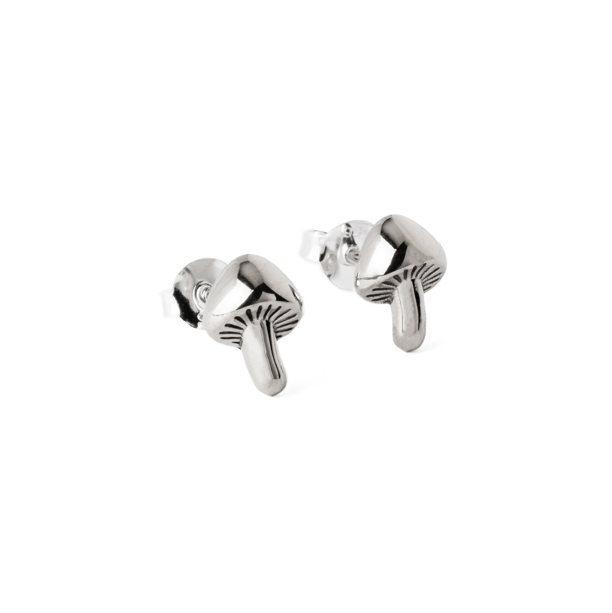 Silver Mushroom Charm Studs