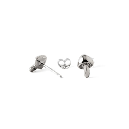 Silver Mushroom Charm Studs