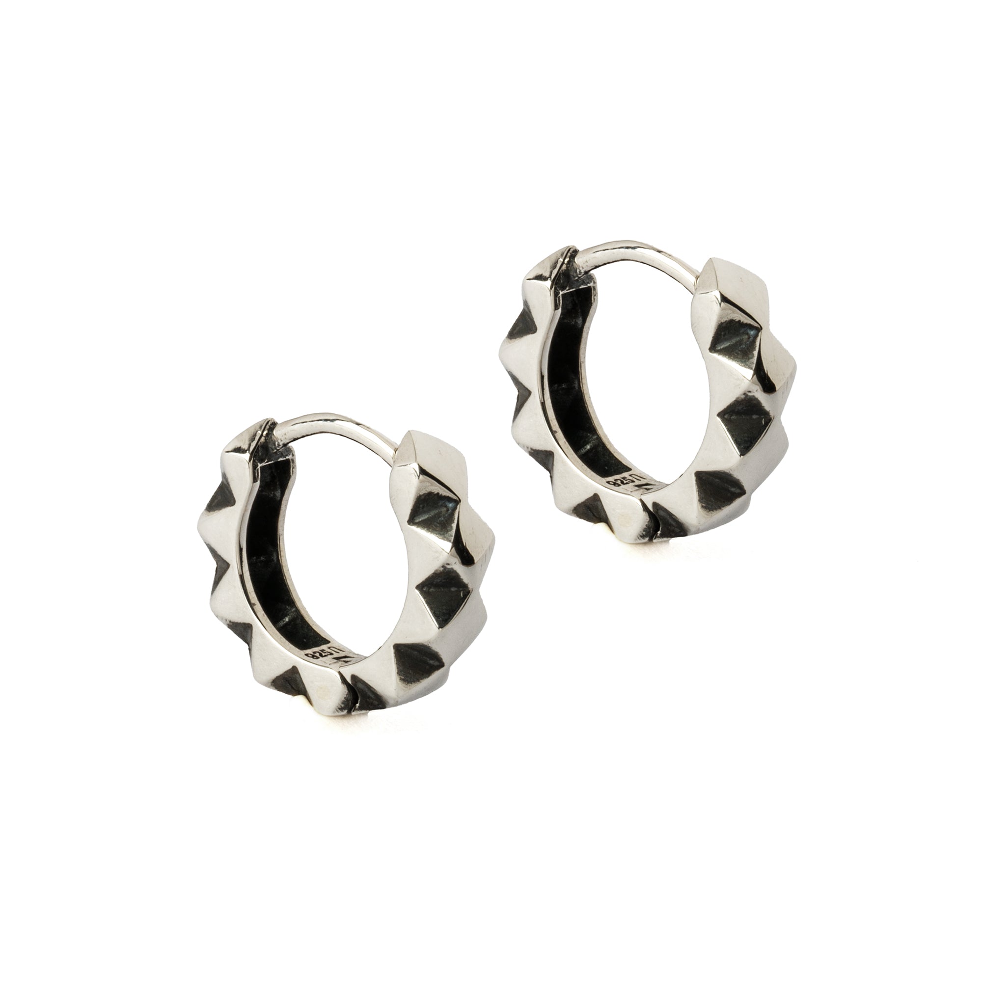 Silver Rhombus Huggie Hoops