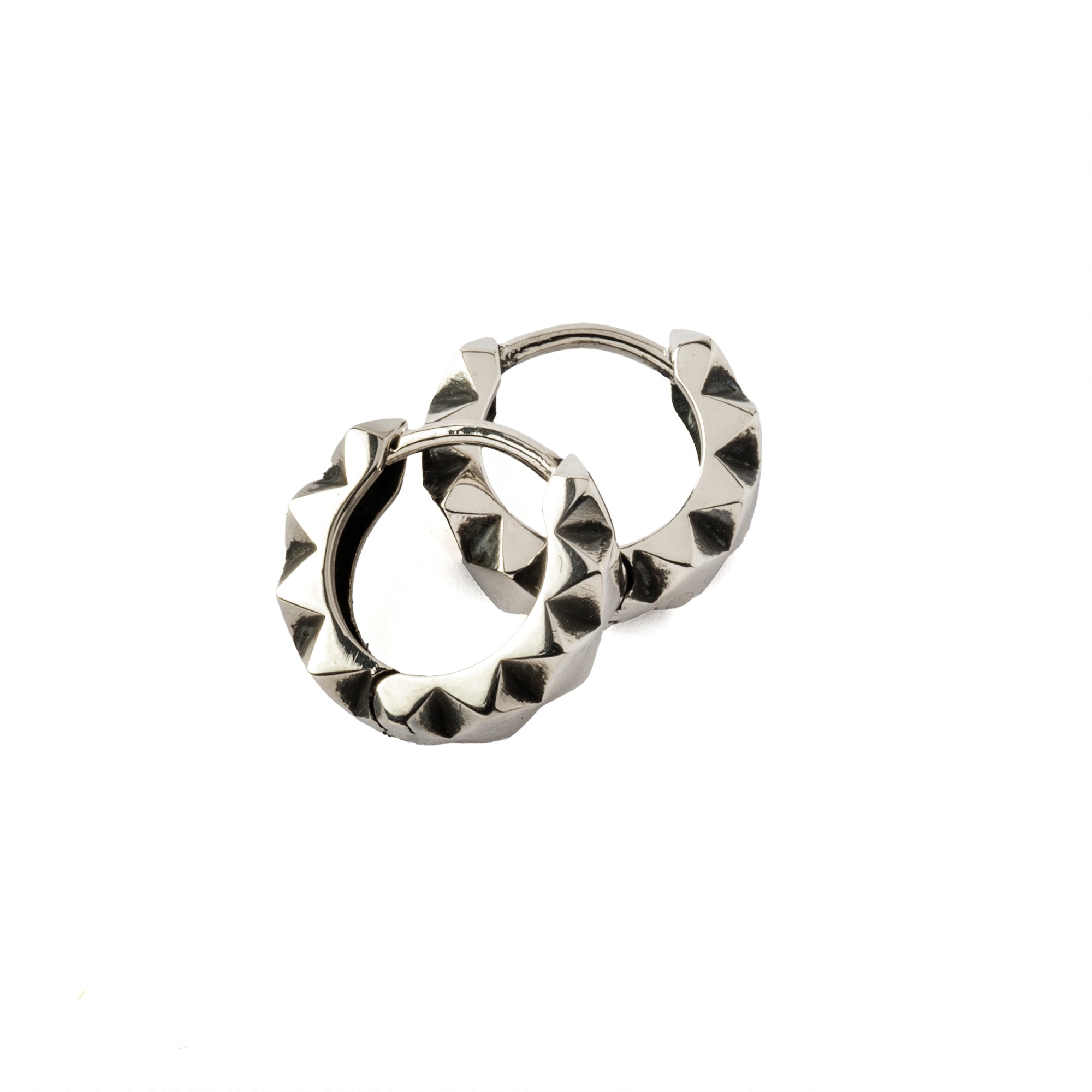 Silver Rhombus Huggie Hoops earrings 
