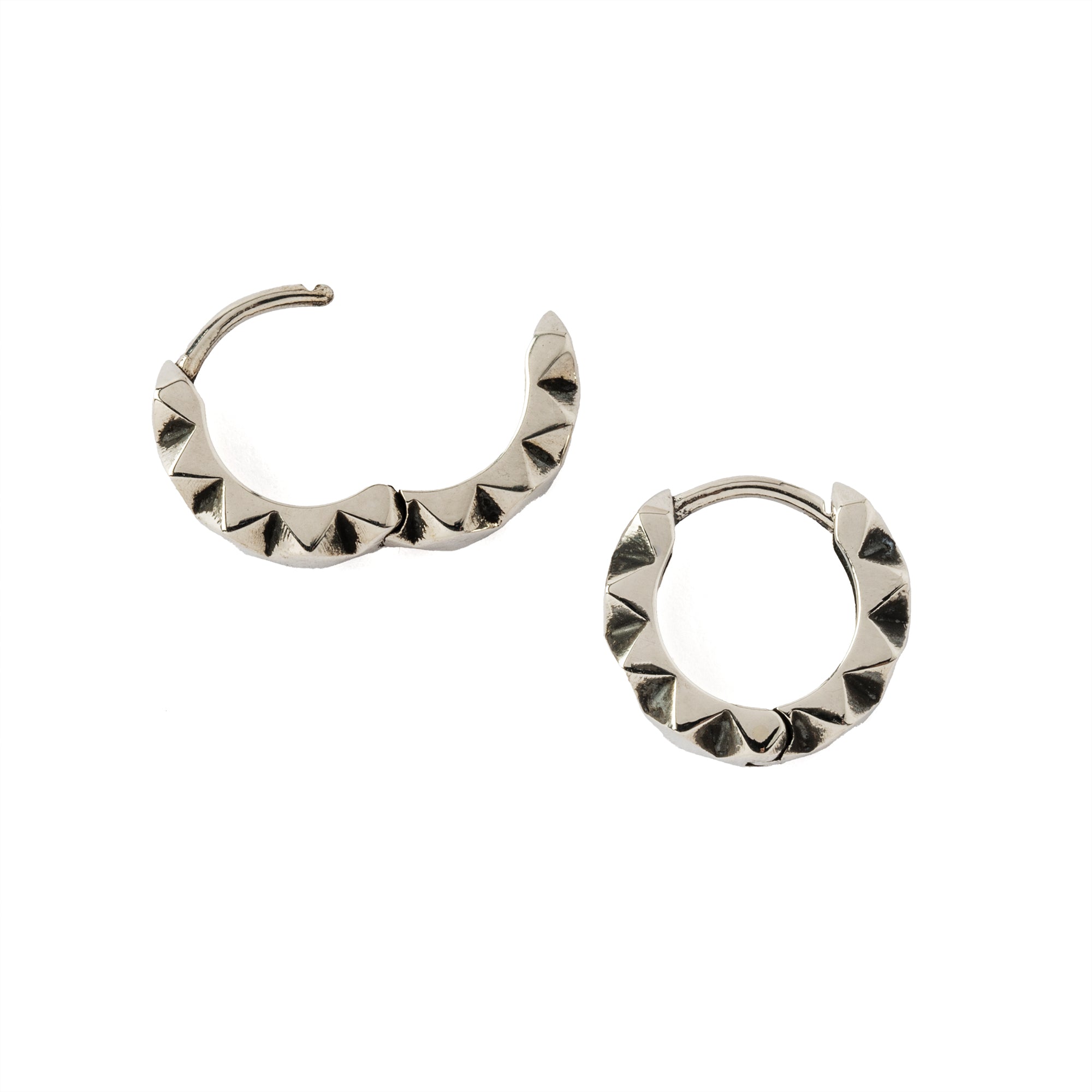 Silver Rhombus Huggie Hoops