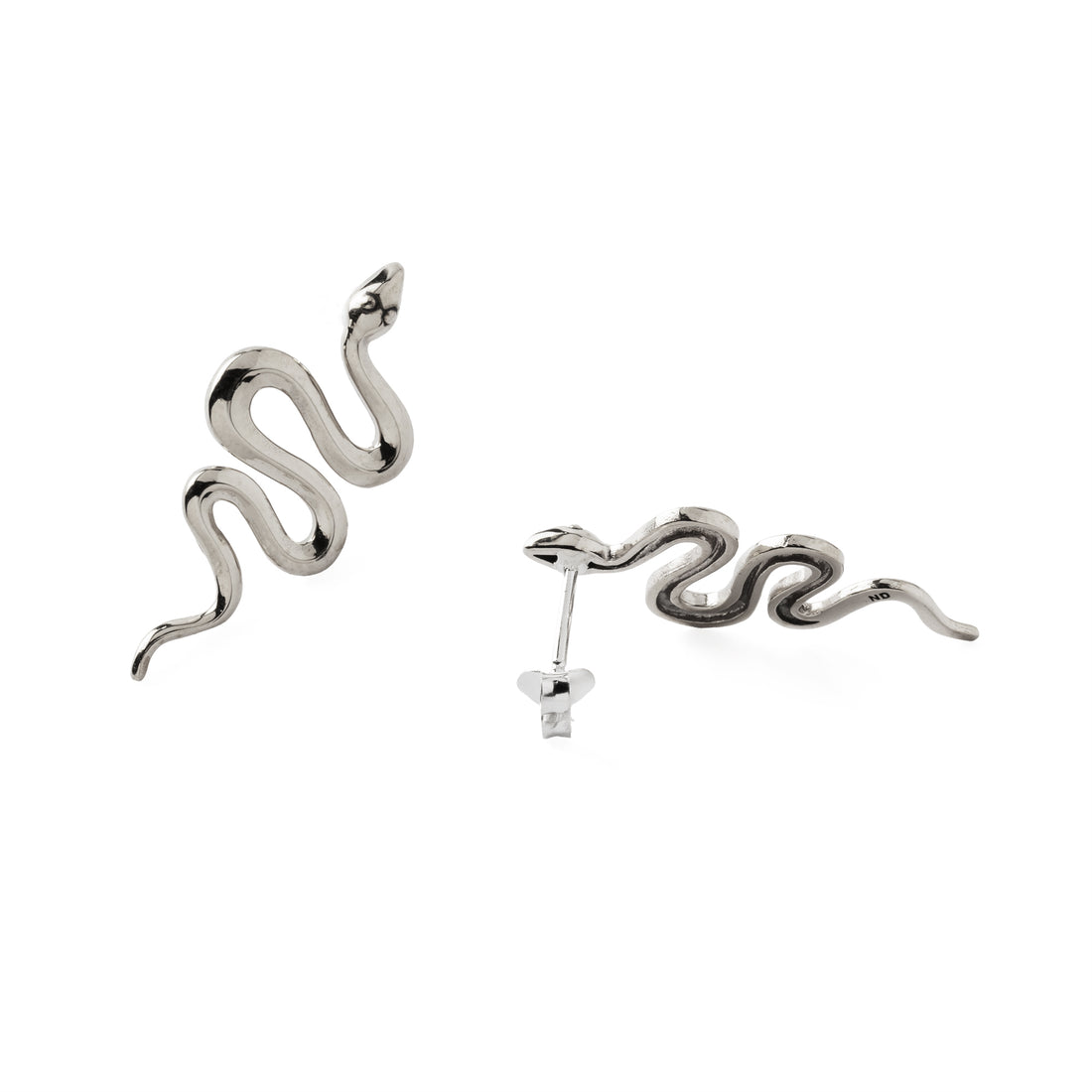 Lamia Snake Silver Earrings