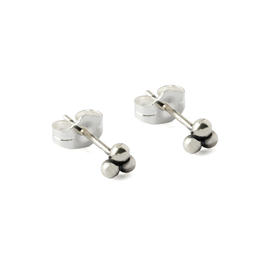 Sterling Silver Trinity Pyramid Ear Studs right side view