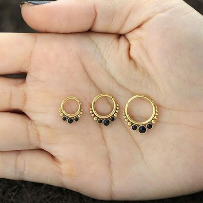 Golden Siti Clicker Ring with Black Onyx