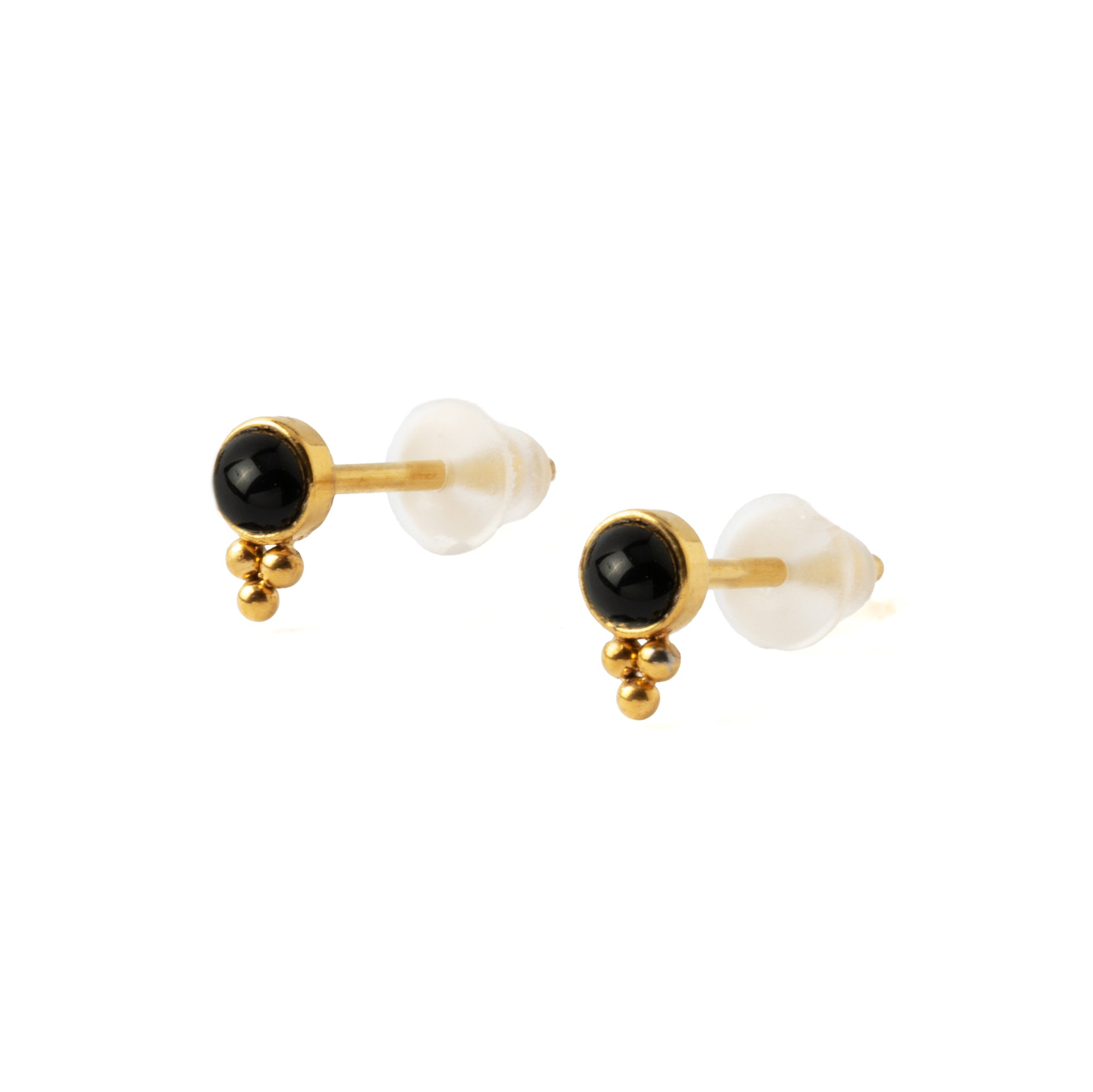 Siti Golden Ear Studs with Onyx