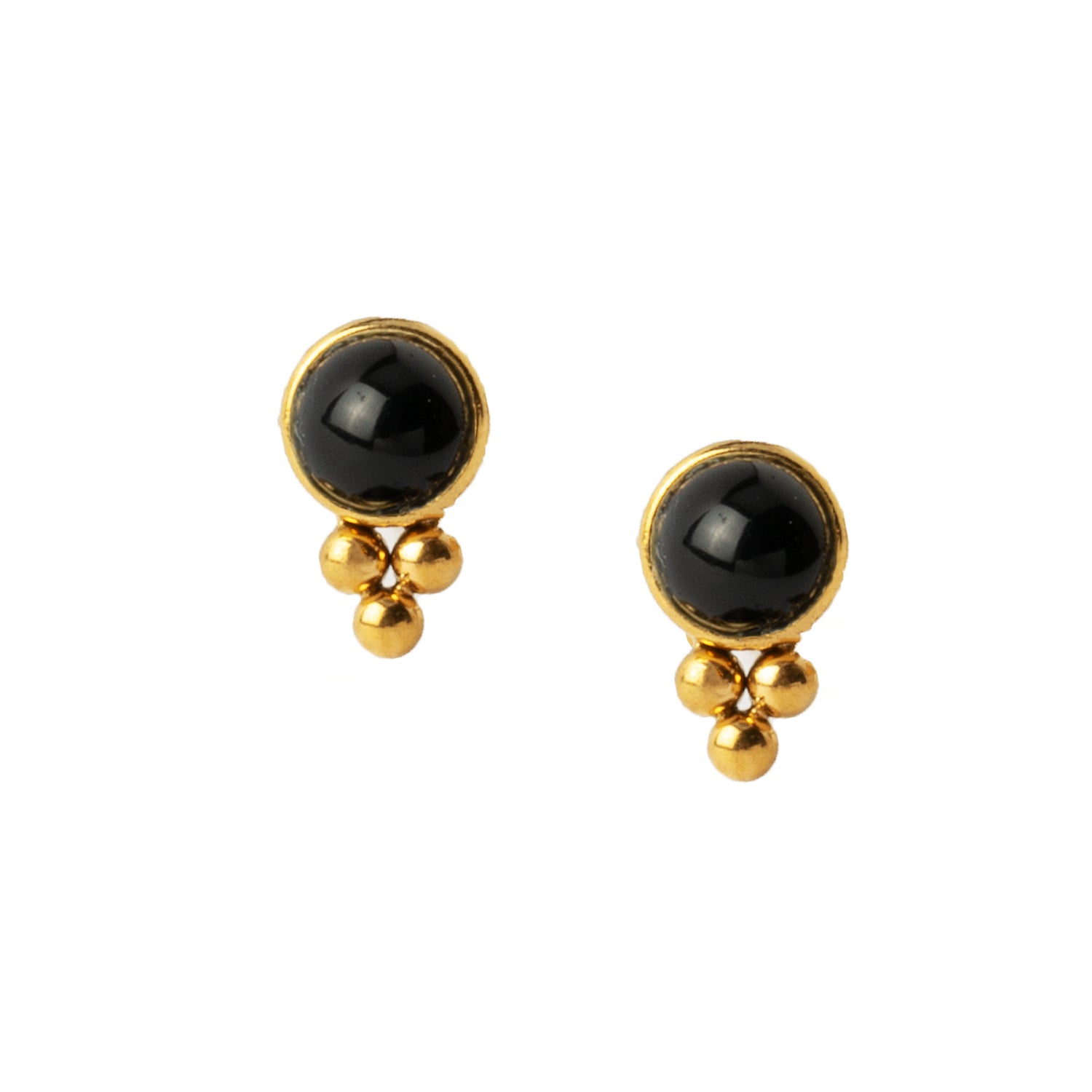 Siti Golden Ear Studs with Onyx