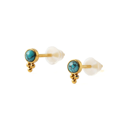 Siti Golden Ear Studs with Turquoise