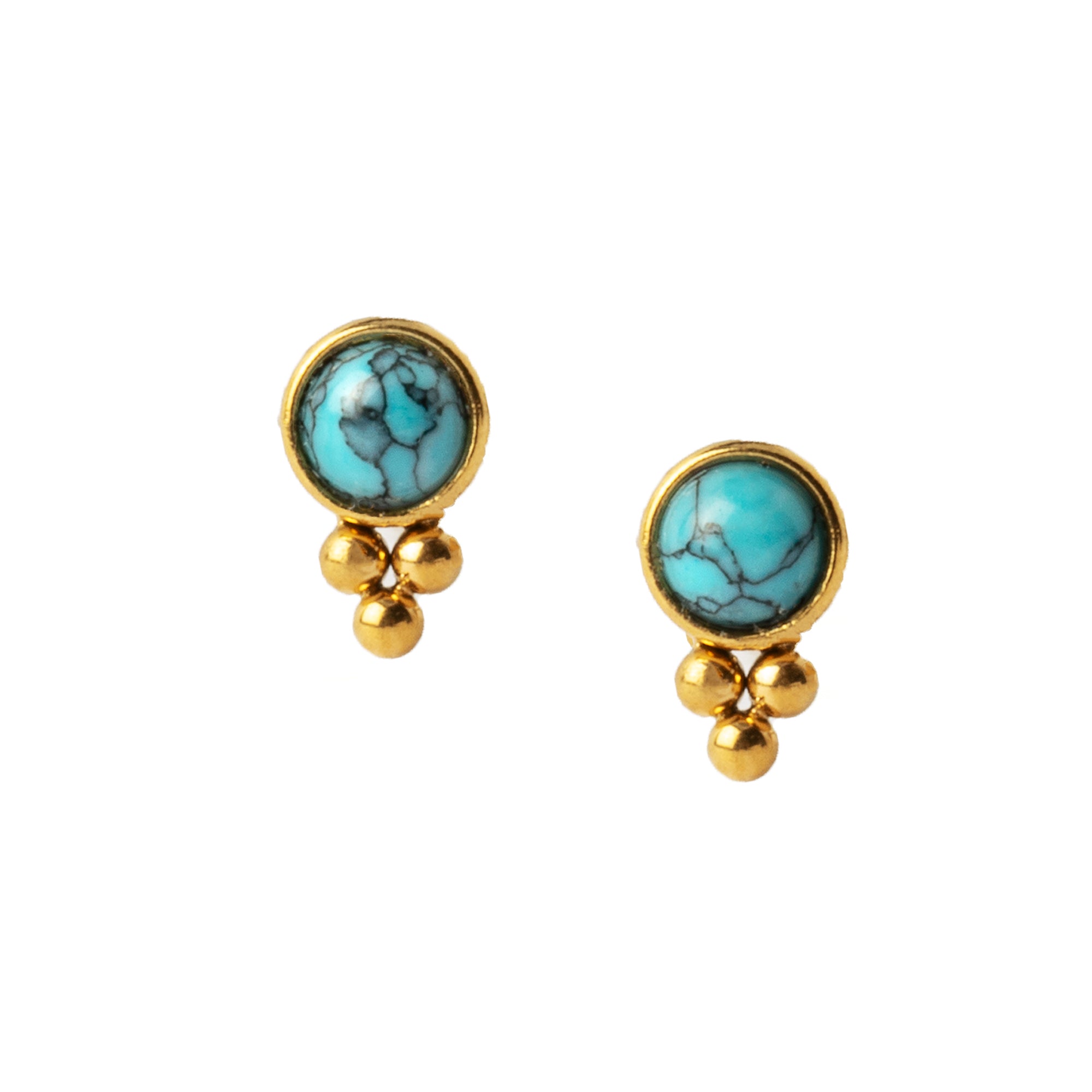 Siti Golden Ear Studs with Turquoise