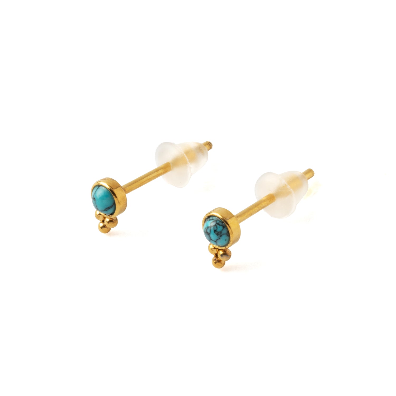 Siti Golden Ear Studs with Turquoise