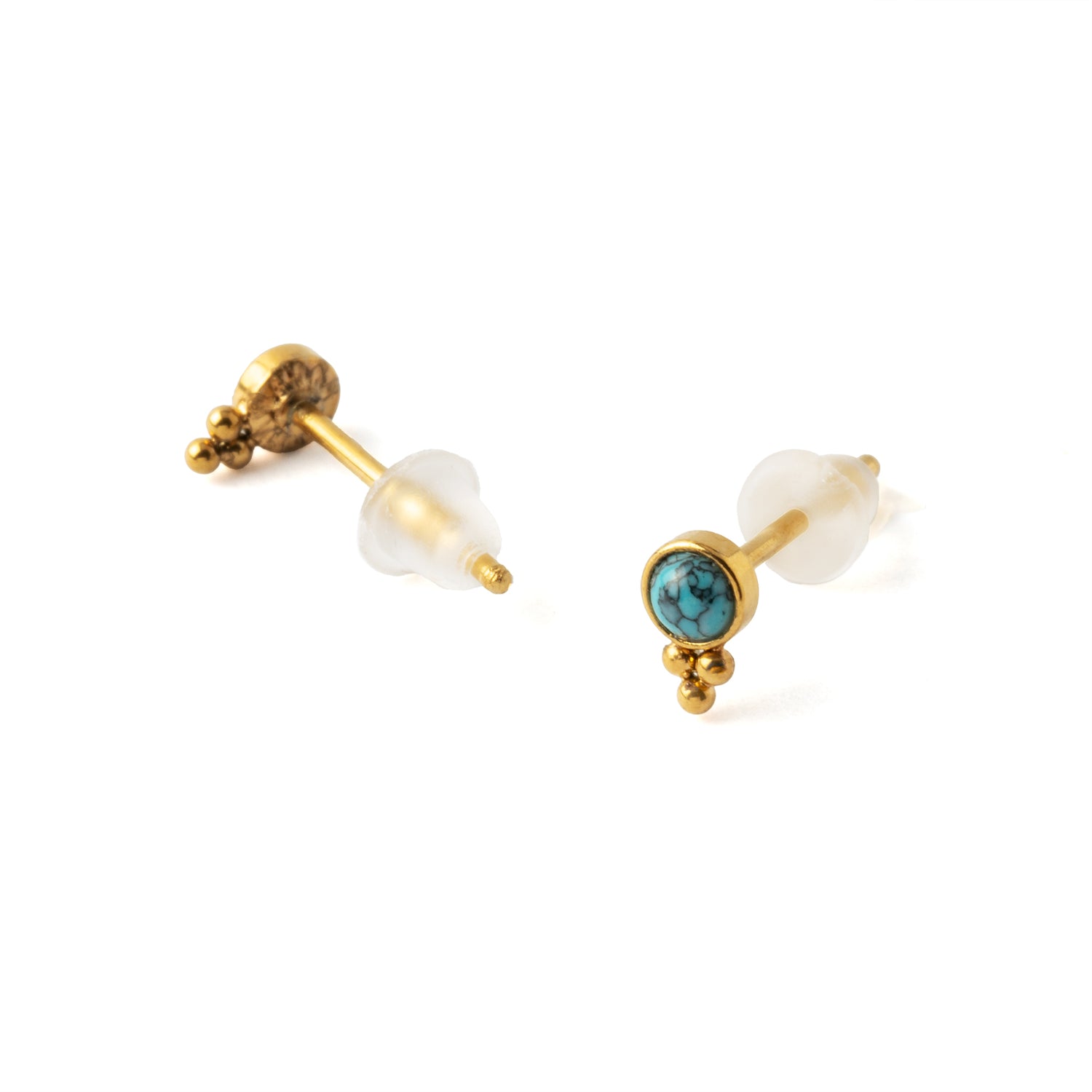 Siti Golden Ear Studs with Turquoise