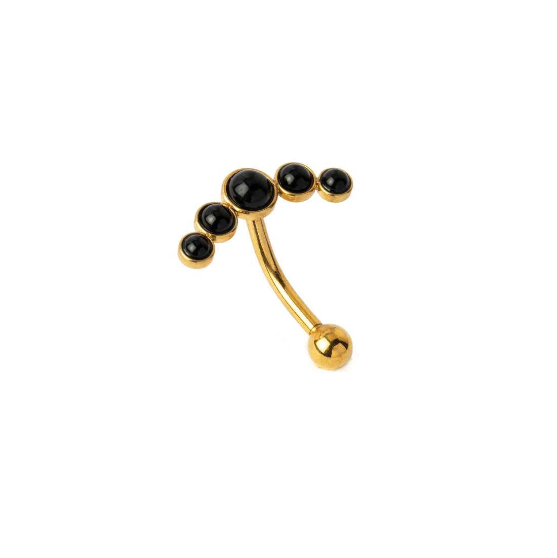 Siti Golden Navel Piercing with Onyx left side view