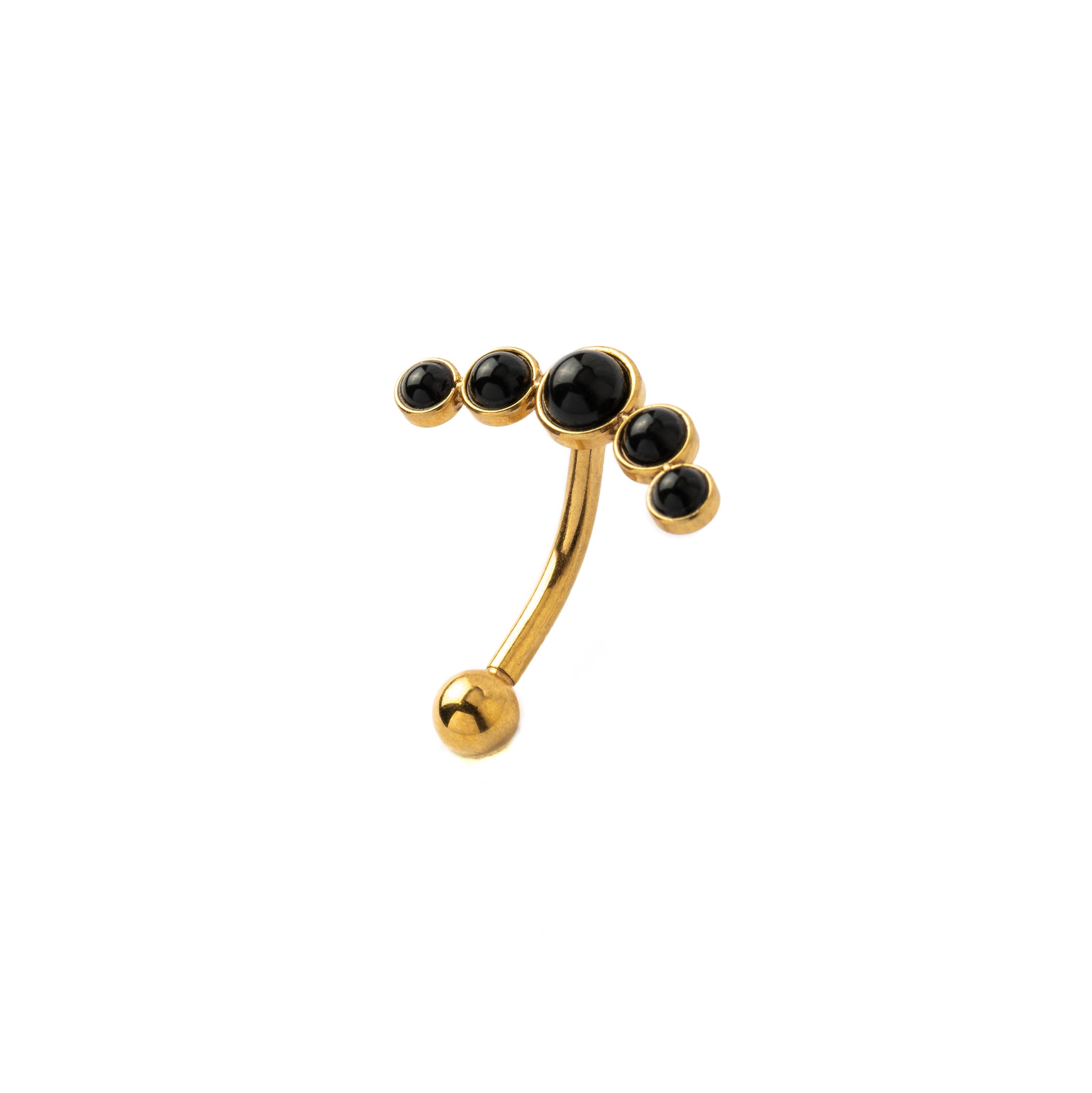 Siti Golden Navel Piercing with Onyx right side view