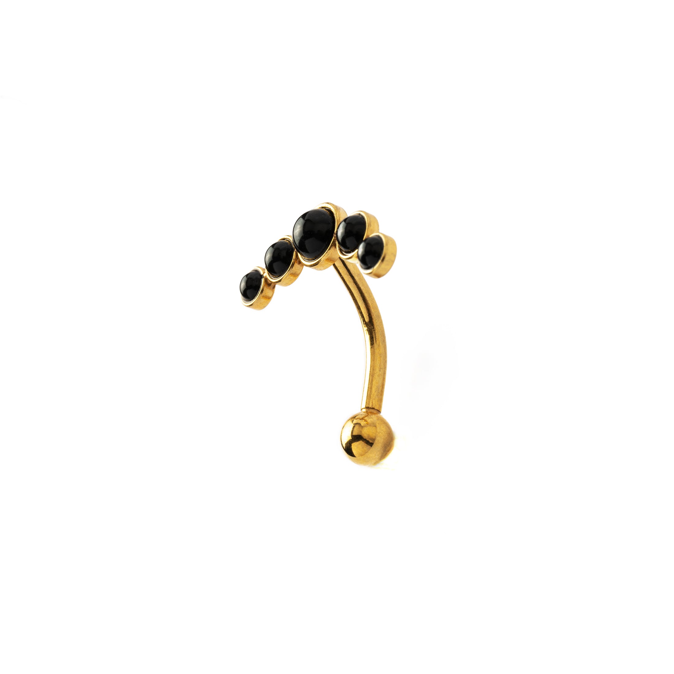 Siti Golden Navel Piercing with Onyx side view