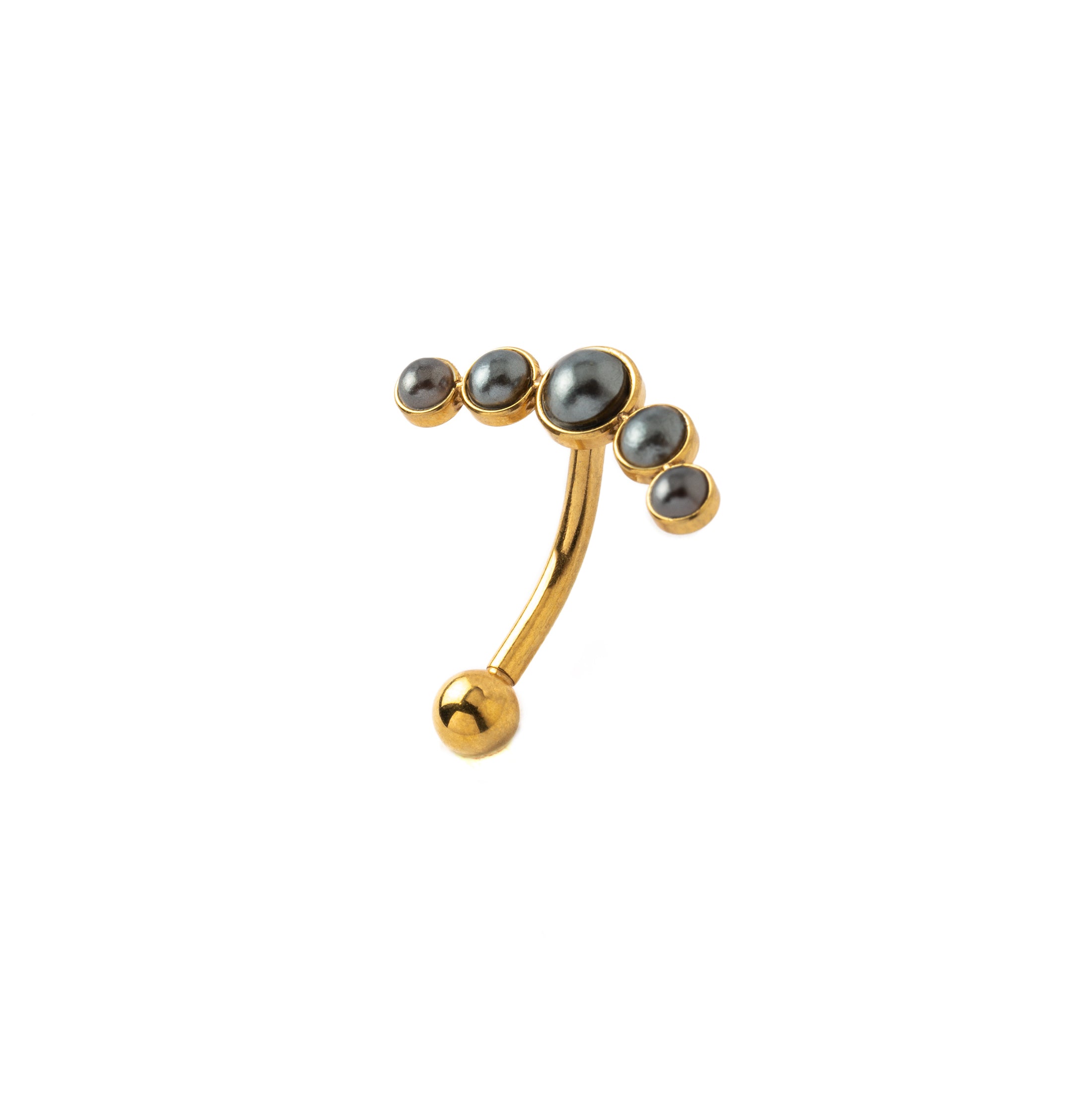 Siti Golden Navel Piercing with Pearl left side view