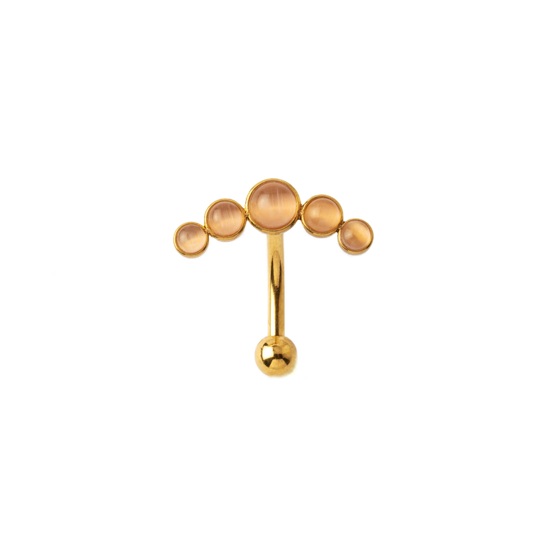 Siti Golden Navel Piercing with Rose Cat Eye frontal view