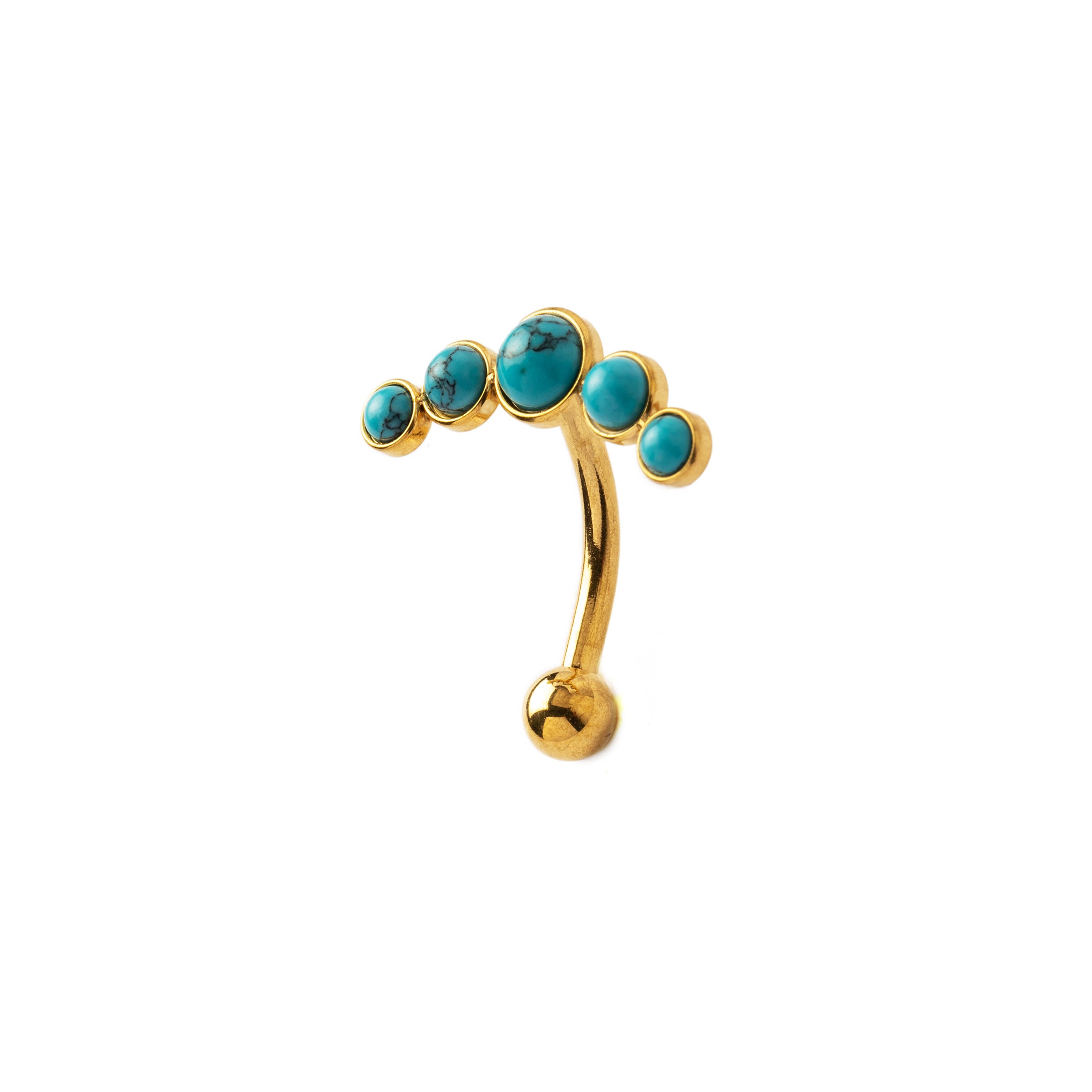 Siti Golden Navel Piercing with Turquoise side view