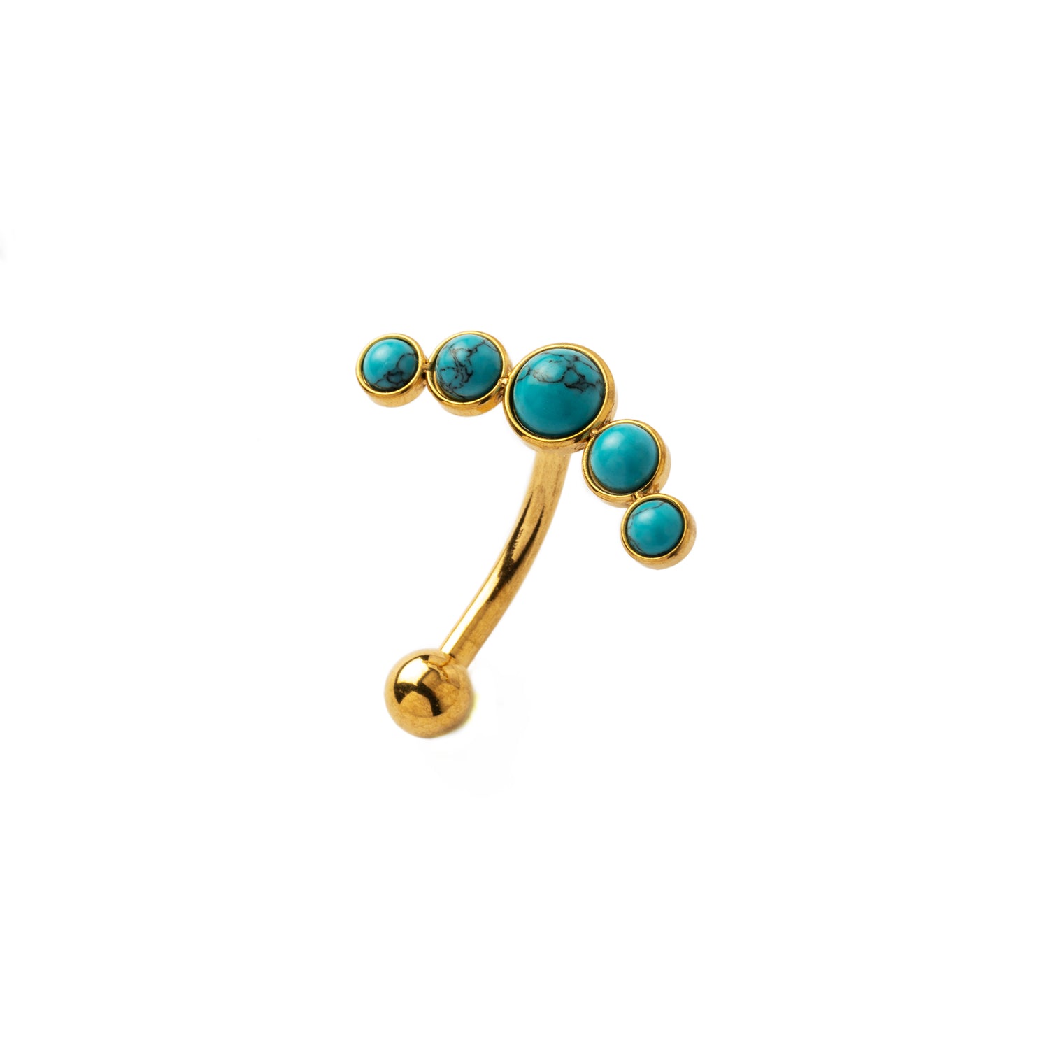 Siti Golden Navel Piercing with Turquoise right side view