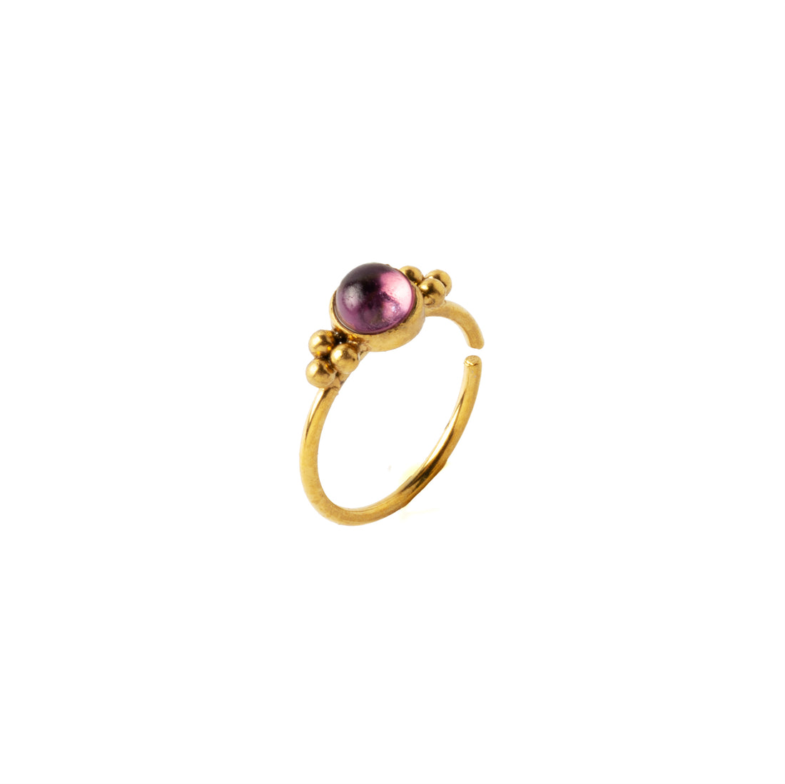 0.8mm (20g) Siti Golden Nose Ring with Amethyst right side view