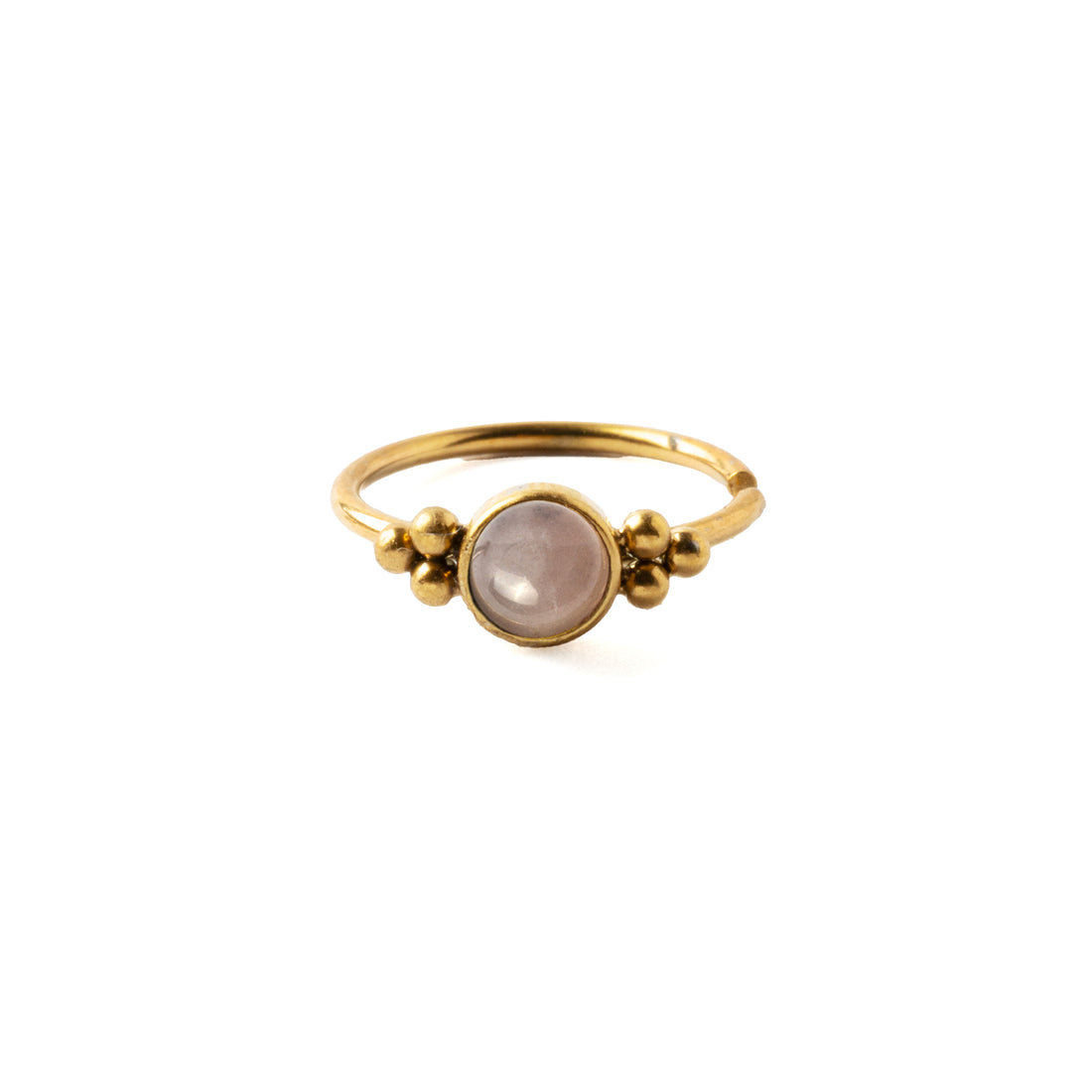 0.8mm (20g) Siti Golden Nose Ring with Rose Quartz frontal view