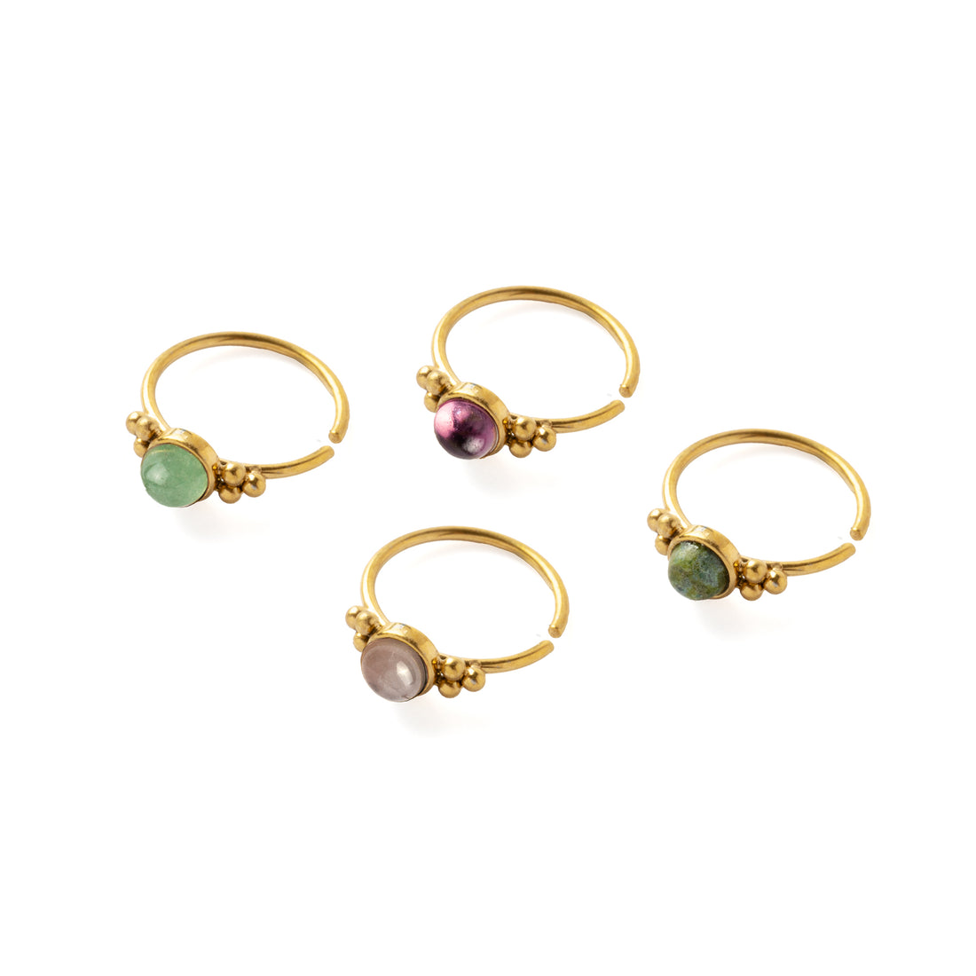 0.8mm (20g) Siti Golden Nose Rings with Jade, Amethyst, Rose Quartz and African Jade 