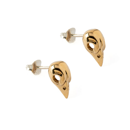 Bronze Sparrow Skull Stud Earrings right side view