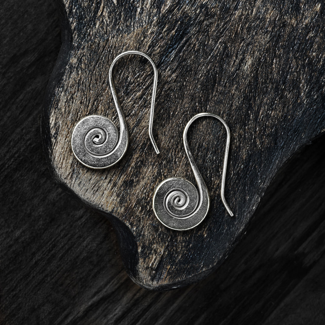Spiralling Tribal Silver Earrings